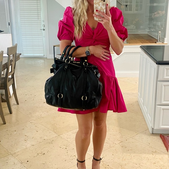 Miu Miu Vitello Bow Satchel in Black EUC - Picture 7 of 16